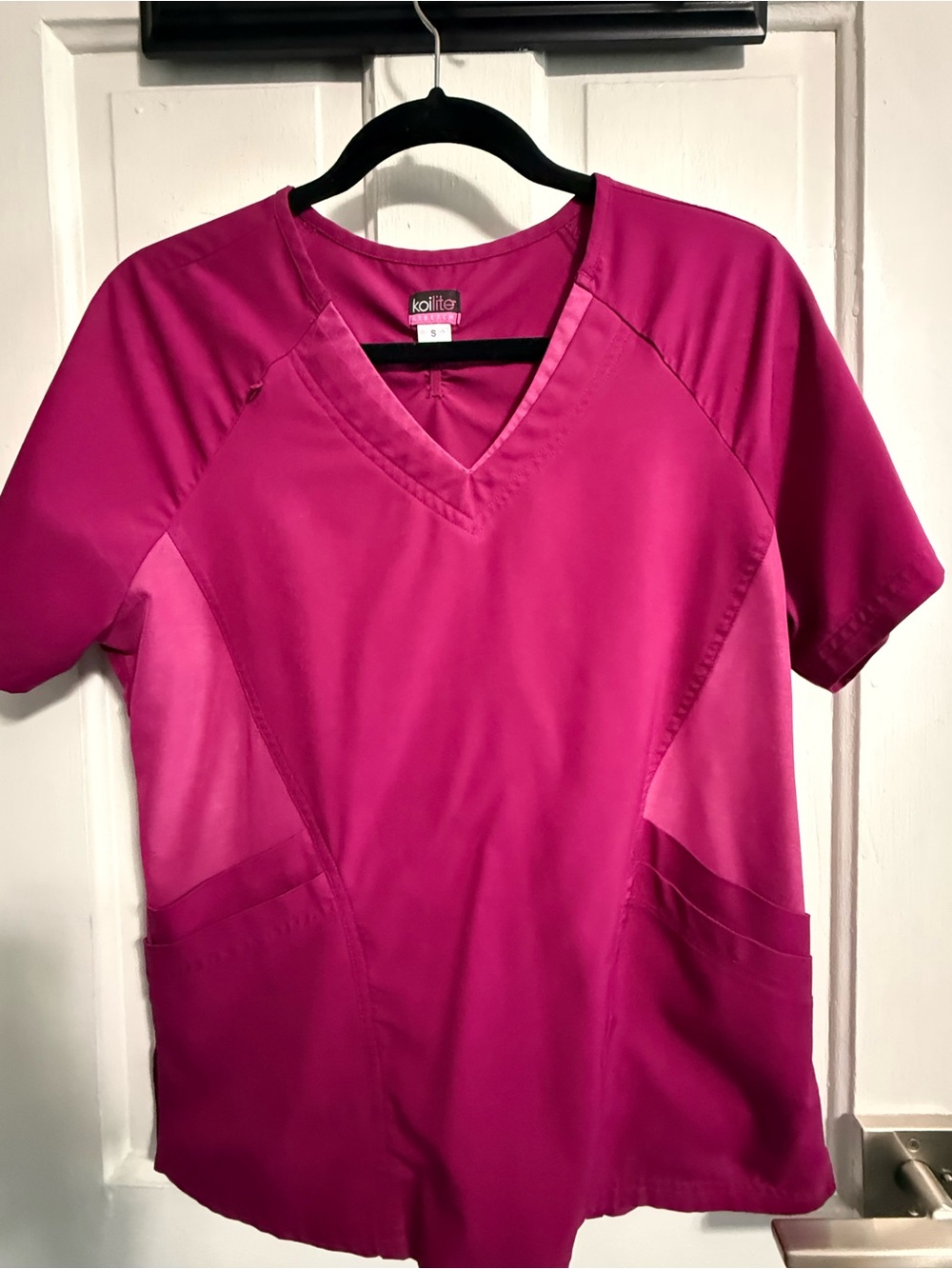 koi by Koi Lite Women's Magenta V-Neck Short Sleeve Scrub Top